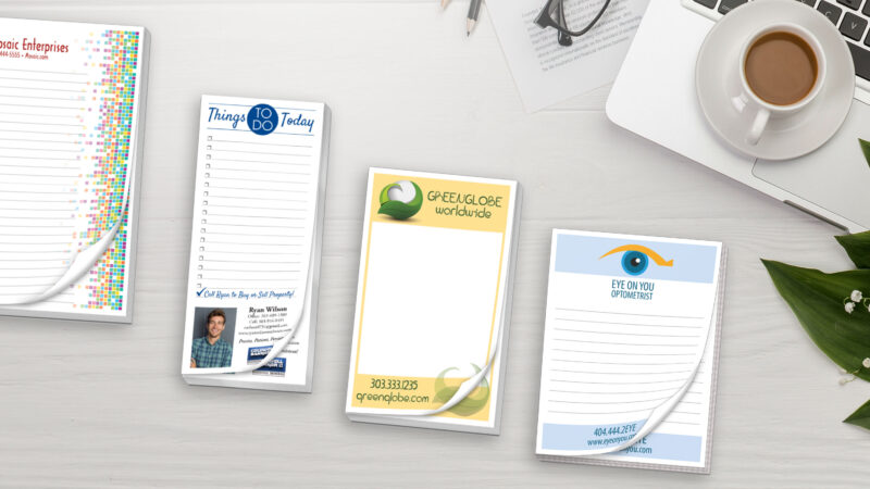 branded notepads in different sizes