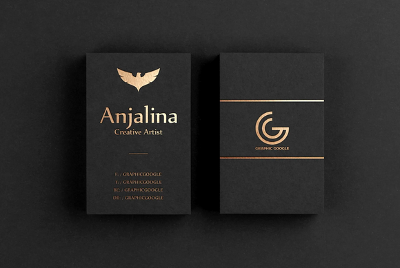 black business cards with gold foiling