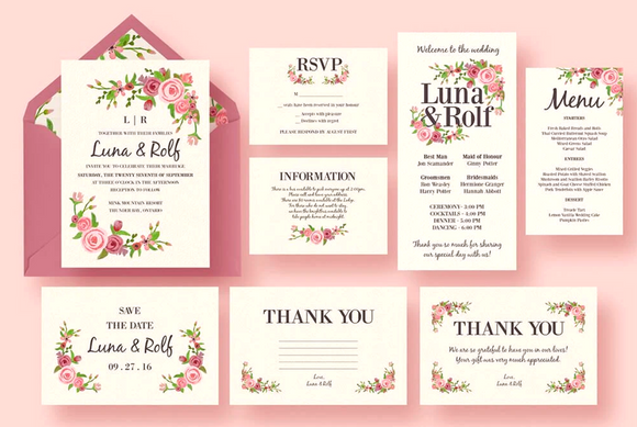 wedding cards in different sizes