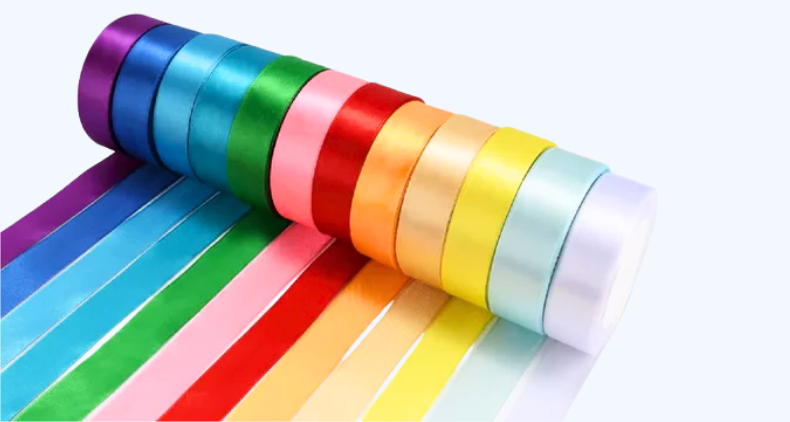 satin ribbon handle for paper bags in multi color