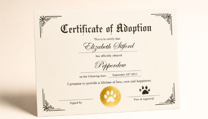 Certificate with gold foil stamping
