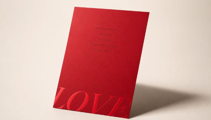 Luxury red invitation cards with red foil stamping