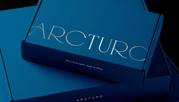 Premium blue rigid boxes with silver foiling