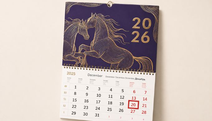 Printed calendars with beautiful gold foiling printing