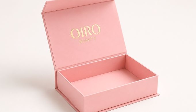 box with velvet soft touch lamination and gold foiling