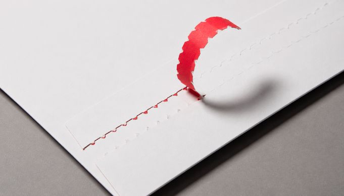 die-cut perforated envelope easy to tear