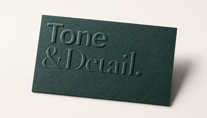 green premium business cards with blind embossing