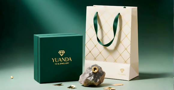 luxury green and gold paper bag and rigid box printing in dubai