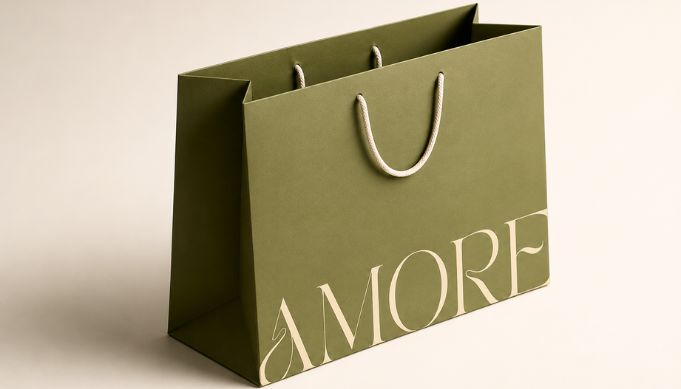 premium paper bag with matte lamination and rope handles