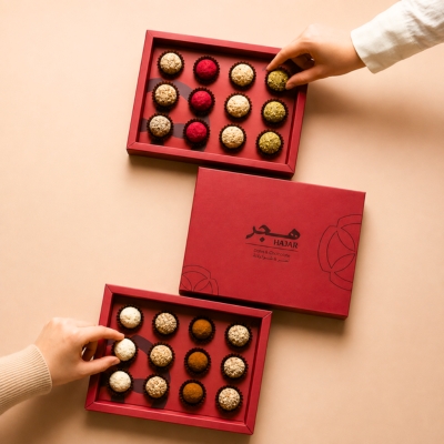 Red food board top and bottom chocolate boxes