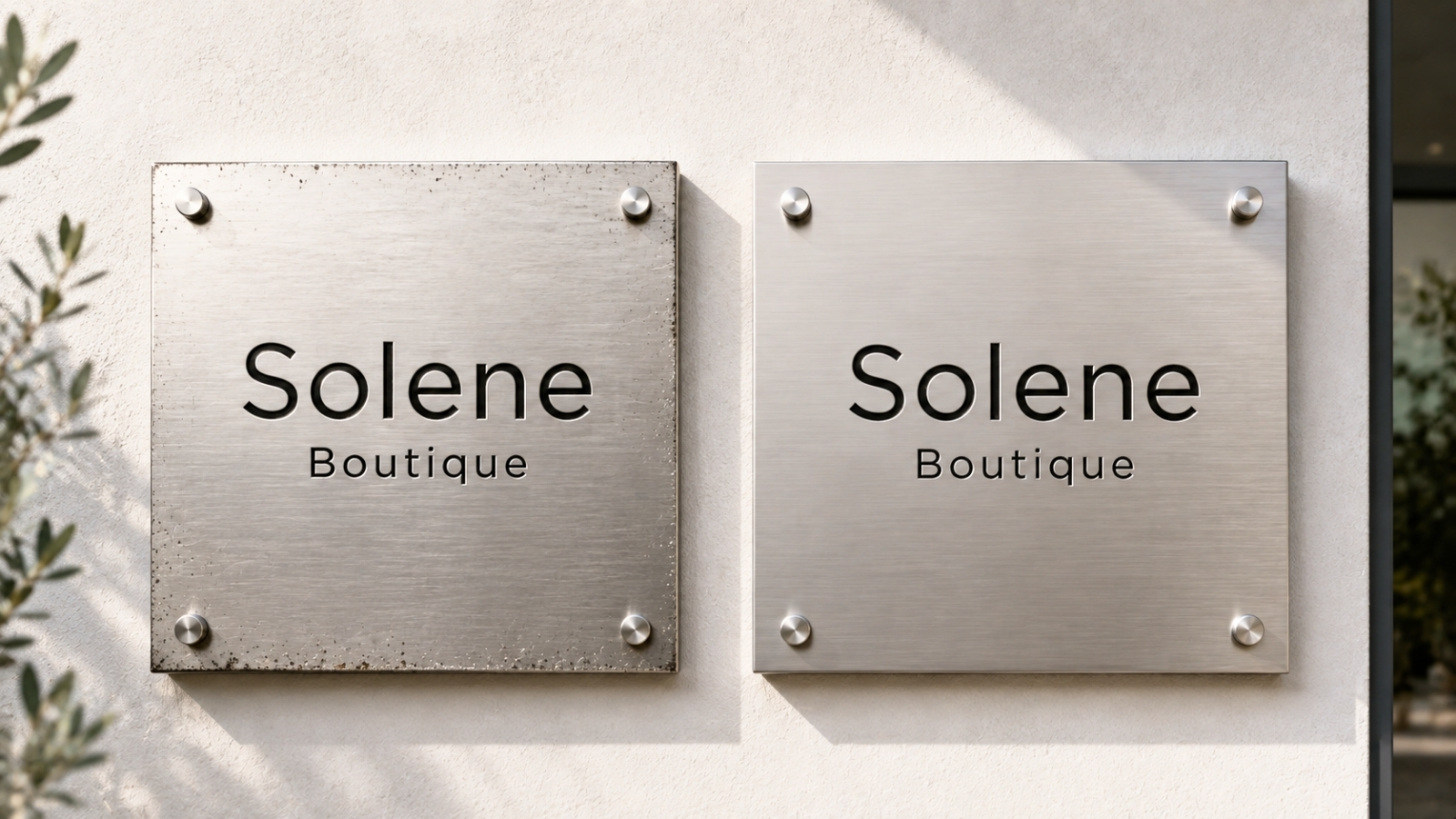 Stainless steel 304 and 316 signage panels compared