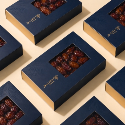 blue sleeve type dates box with display window