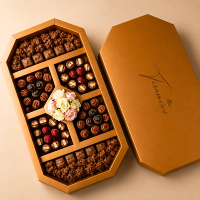 hexagonal dates box with partitions