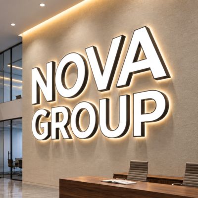 large front lit aluminium signage for indoor space