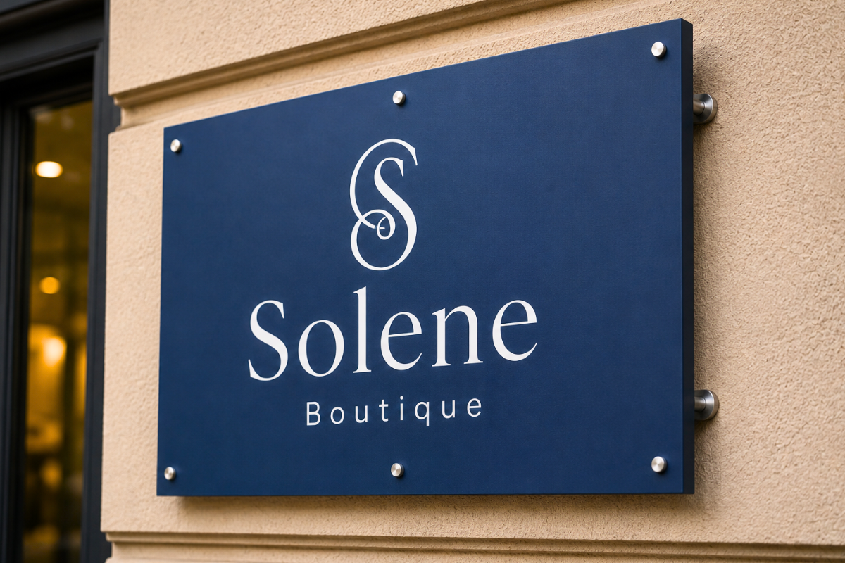 Matte navy ACP panel signage mounted